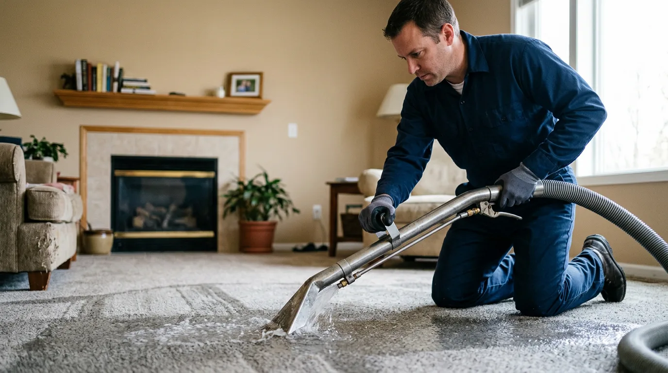 Water damage restoration technician working near Castroville, TX